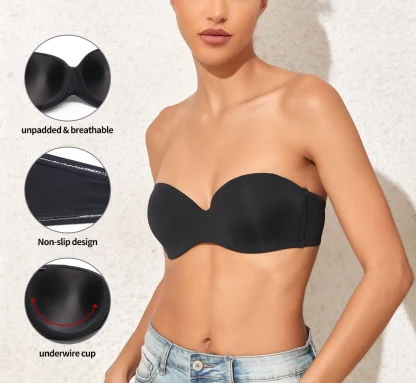 Non-Slip Solid Strapless Bras - Image 5
