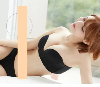 Shiny Floral Solid Strapless Bra - Image 7