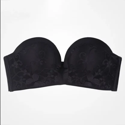 Shiny Floral Solid Strapless Bra - Image 3