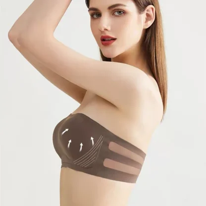 Anti-slip Solid Color Strapless Bra - Image 2