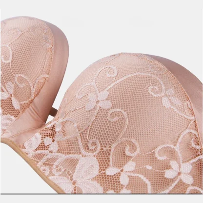 Shiny Floral Solid Strapless Bra - Image 2