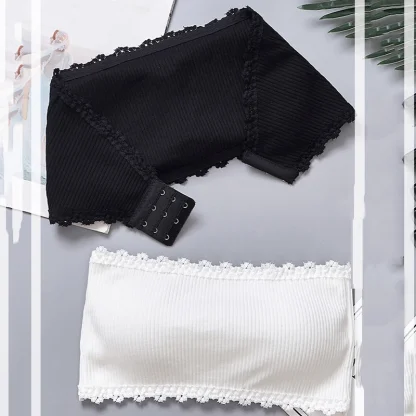 Lace Trim Solid Strapless Bras - Image 3