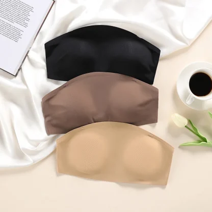 Padded Solid Simple Strapless Bra - Image 5