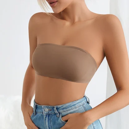 Padded Solid Simple Strapless Bra - Image 2