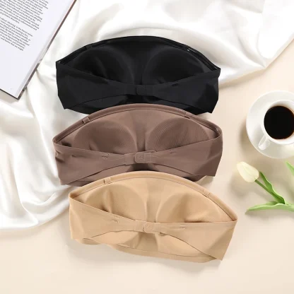 Padded Solid Simple Strapless Bra - Image 6