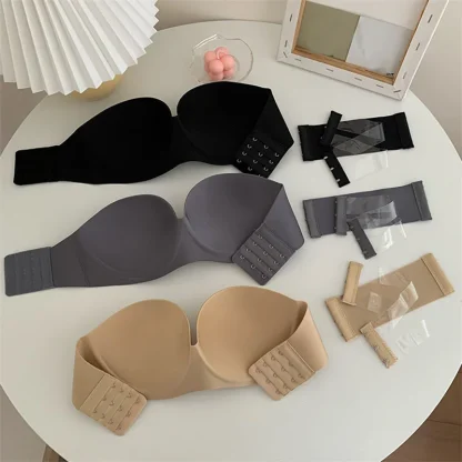 Seamless Plain Color Strapless Bra - Image 3