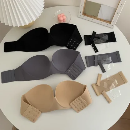 Non-slip Push Up Solid Strapless Bras - Image 4