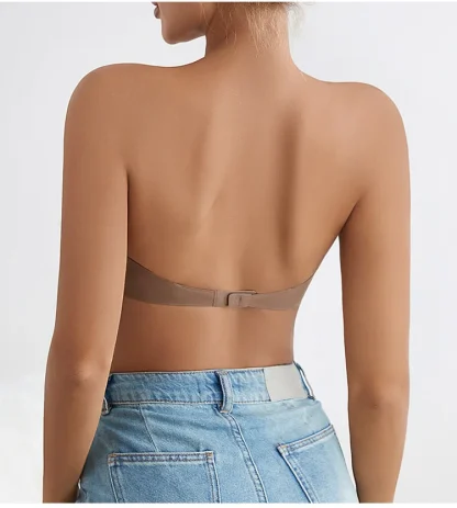 Padded Solid Simple Strapless Bra - Image 4