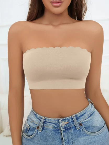 Solid Color Non-slip Strapless Bra - Image 4