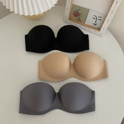 Seamless Plain Color Strapless Bra - Image 2