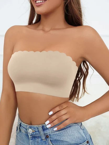 Solid Color Non-slip Strapless Bra - Image 3