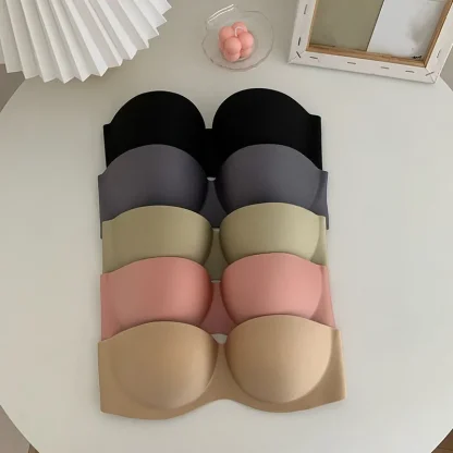 Non-slip Push Up Solid Strapless Bras - Image 3